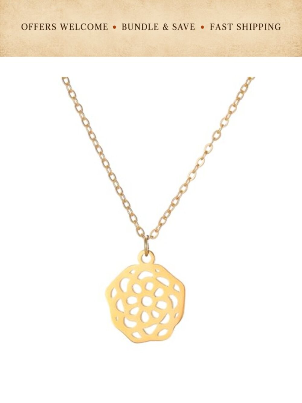 18K Gold Plated Birth Flower Necklace Hollow Pendant with Extender